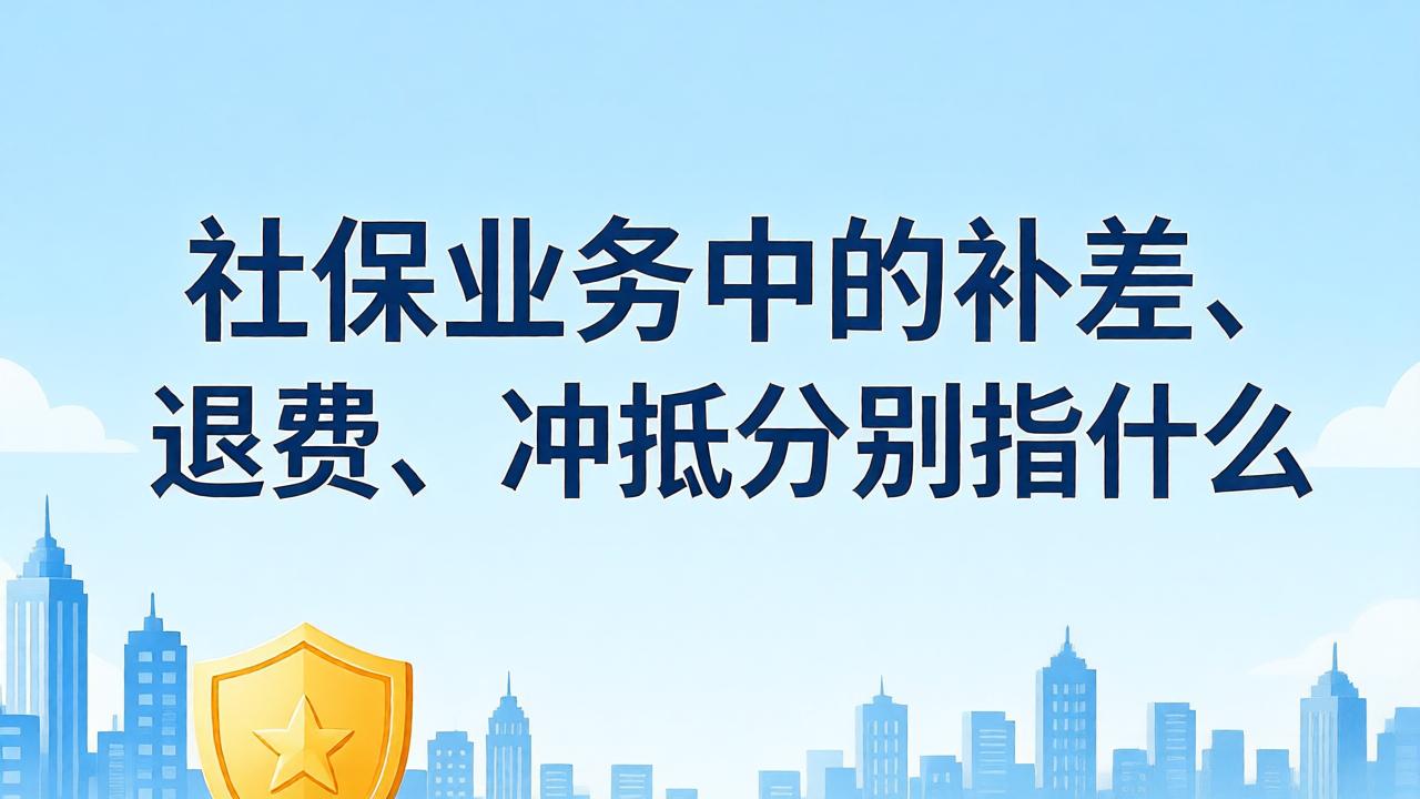 社保业务中的补差、退费、冲抵分别指什么？一文讲清