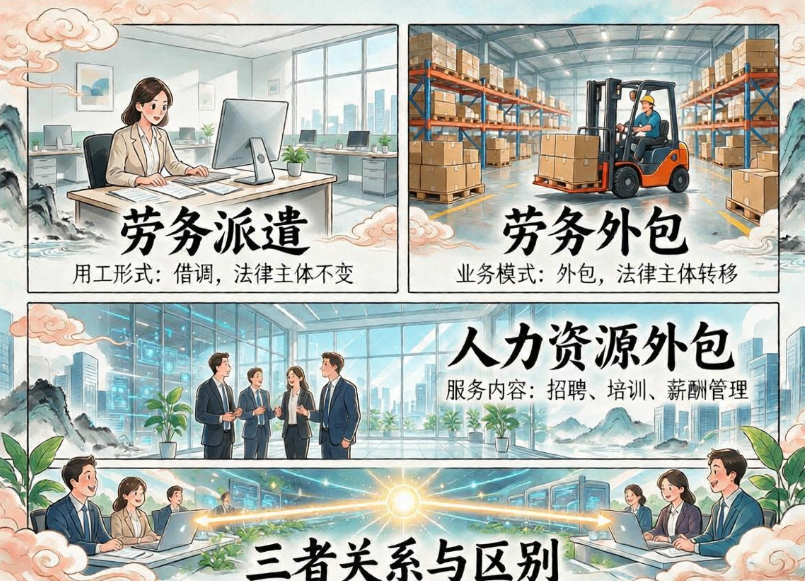 人力资源外包,劳务派遣,劳务外包的区别