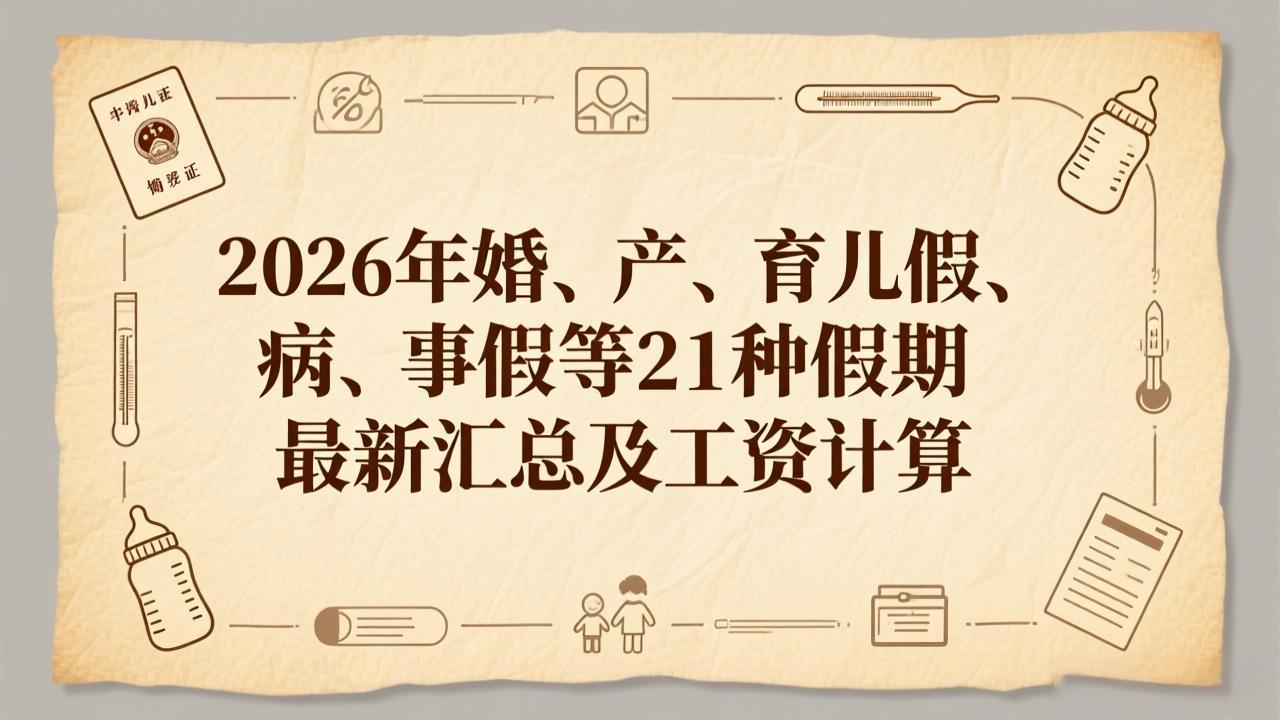 2026年婚、产、育儿假、病、事假等21种假期最新汇总及工资计算
