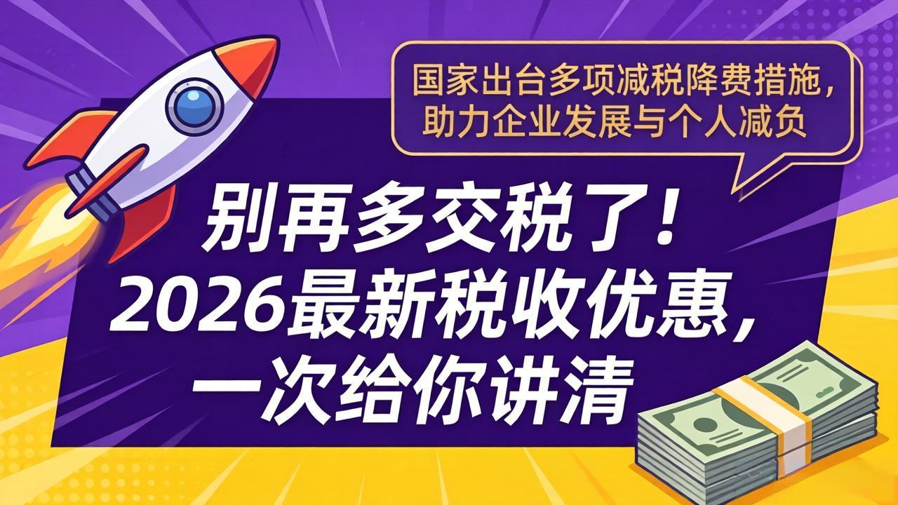 别再多交税了!2026最新税收优惠,一次给你讲清