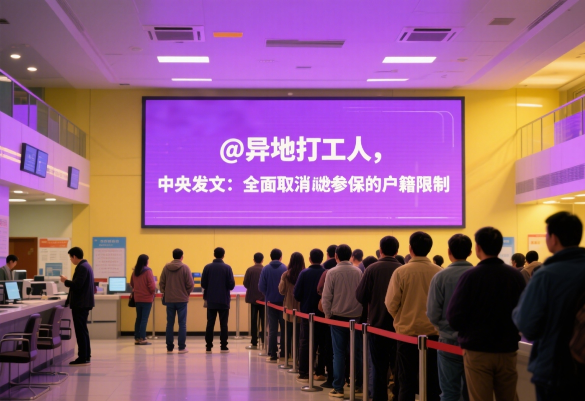 @异地打工人，中央发文：全面取消在就业地参保的户籍限制