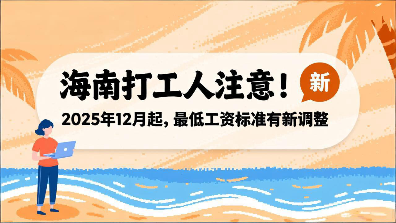 海南打工人注意!2025 年12月起,最低工资标准有新调整